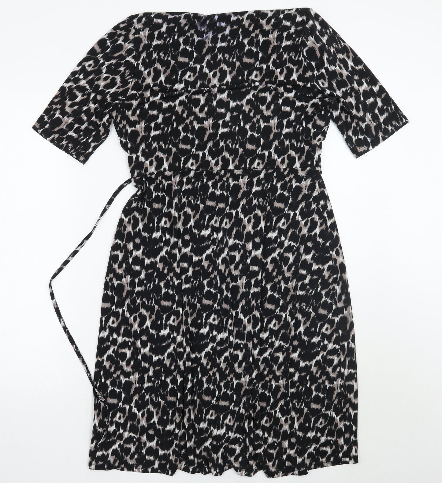 Bonmarché Womens Black Animal Print  A-Line  Size 12