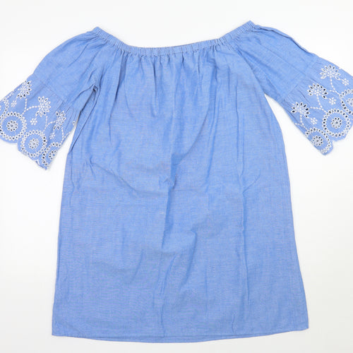 Dorothy Perkins Womens Blue  Rayon Basic Blouse Size 14
