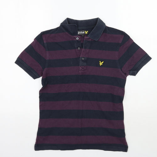 Lyle & Scott Mens Purple Striped   Polo Size S