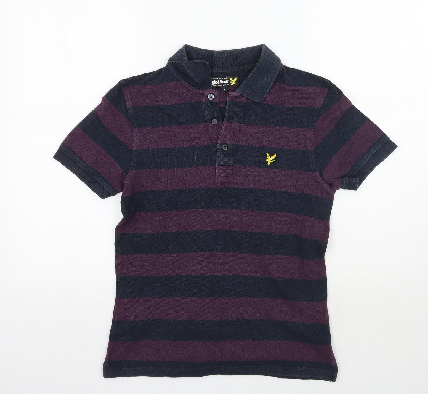 Lyle & Scott Mens Purple Striped   Polo Size S