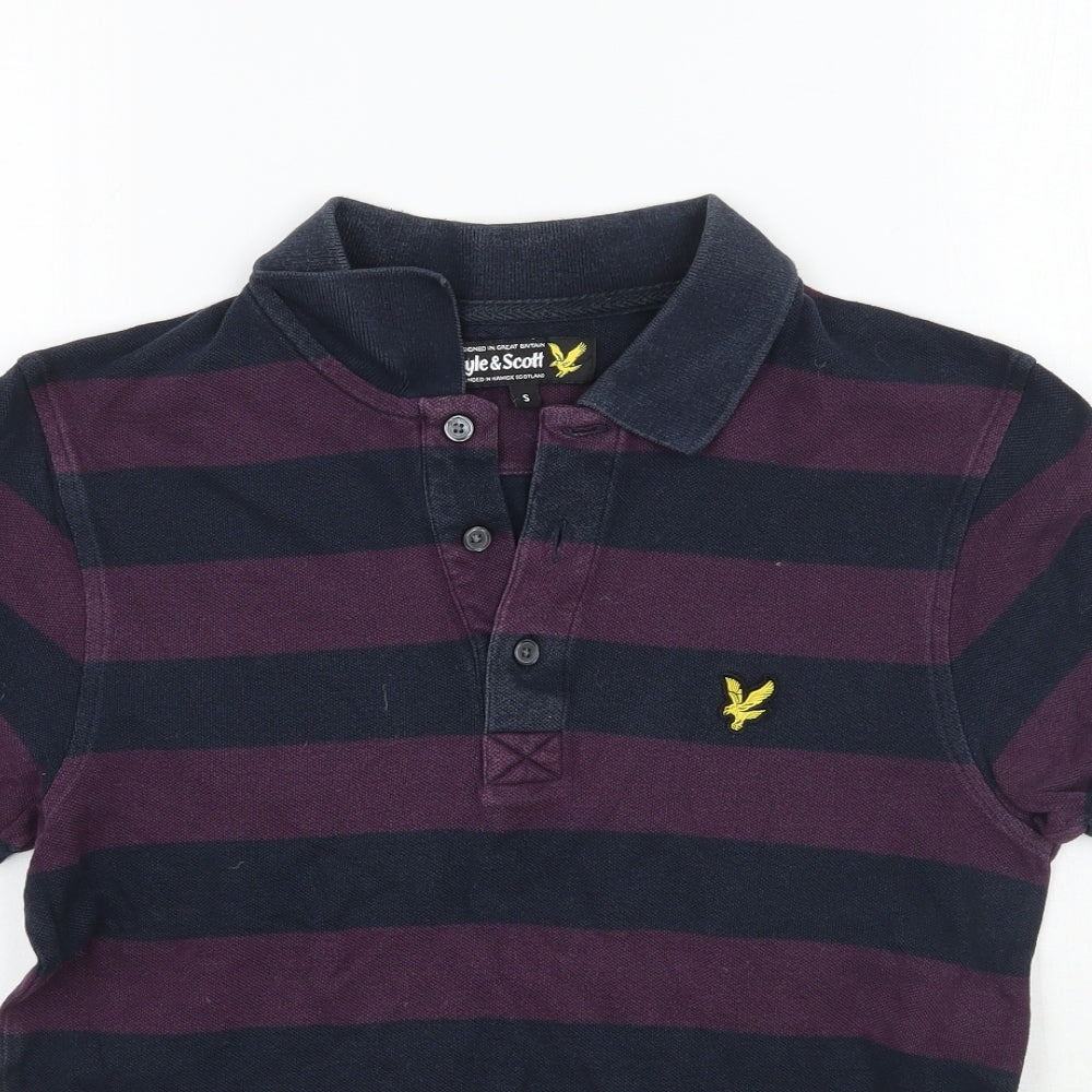 Lyle & Scott Mens Purple Striped   Polo Size S