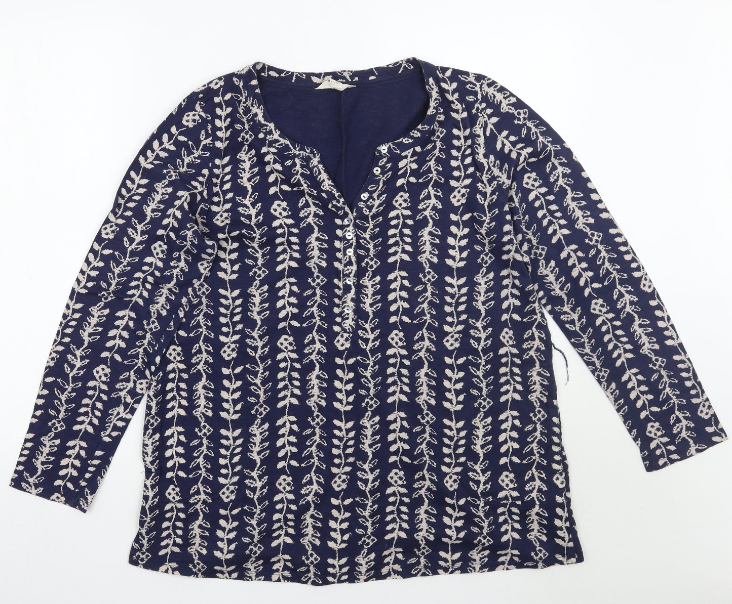 White Stuff Womens Blue Geometric  Basic T-Shirt Size 14