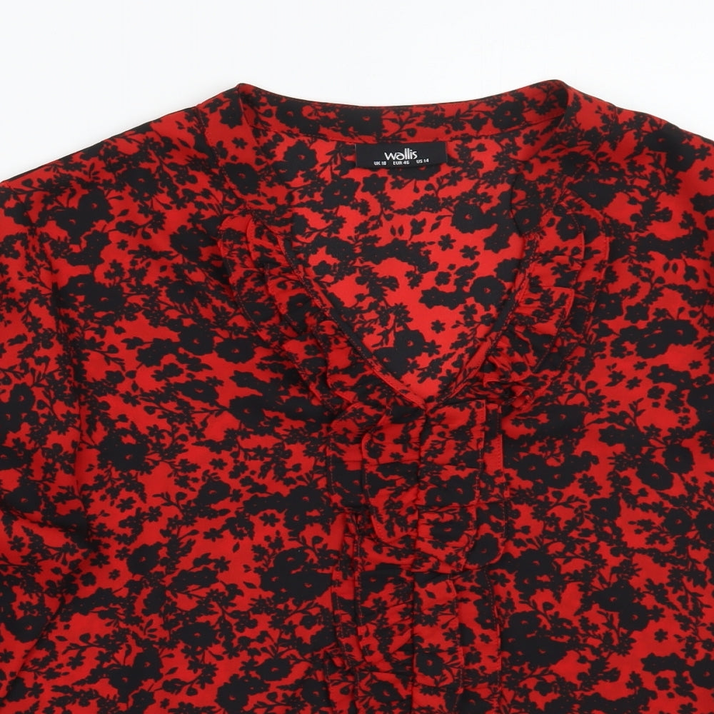 Wallis Womens Red Floral  Basic Blouse Size 18