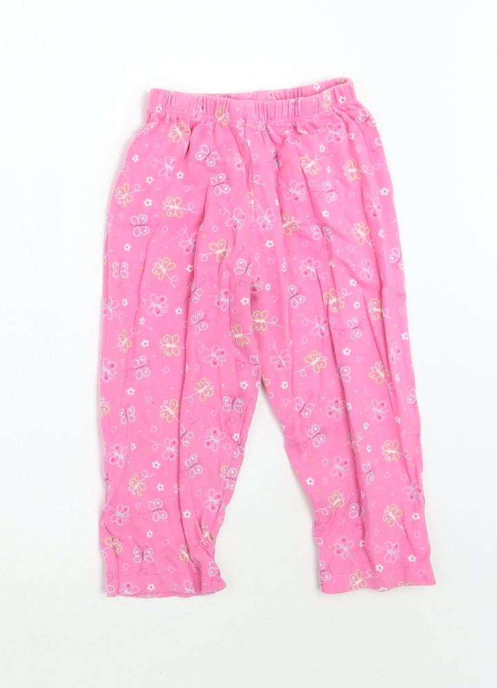 Mothercare Girls Pink Floral  Sweatpants Trousers Size 2 Years