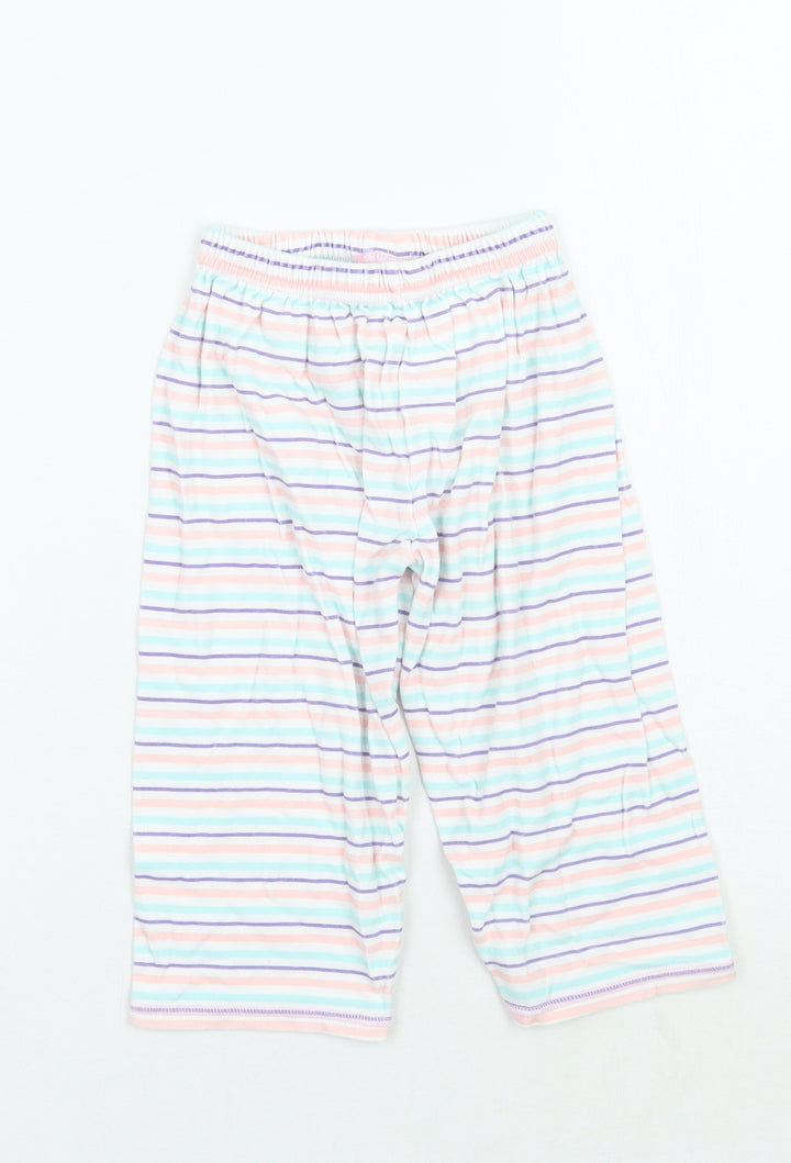 Mothercare Girls White Striped  Sweatpants Trousers Size 2 Years