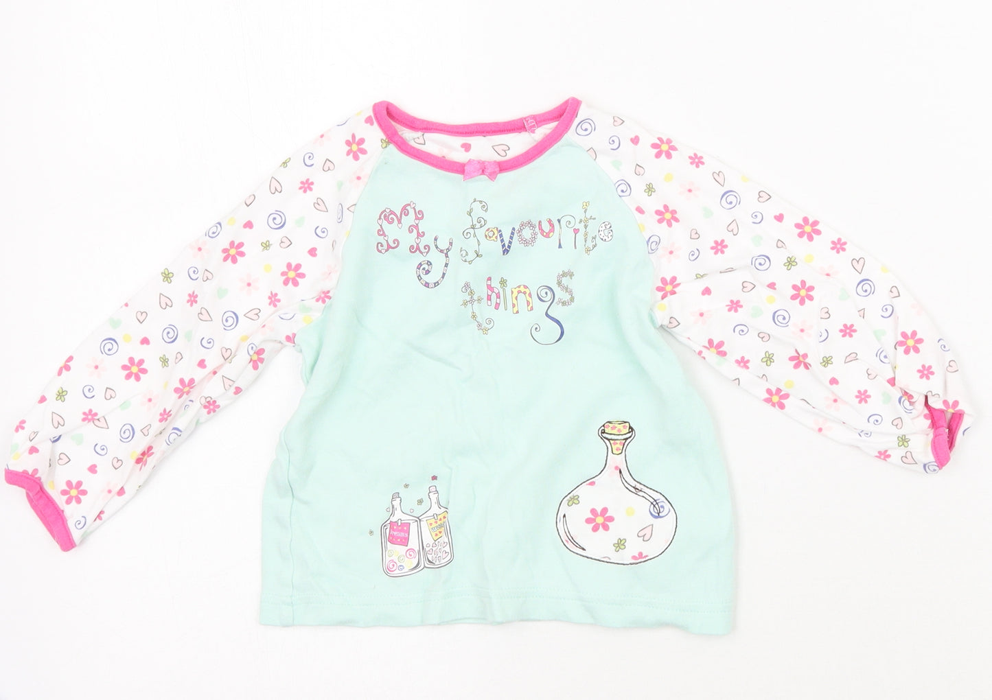 Mothercare Girls White Floral  Basic T-Shirt Size 2 Years
