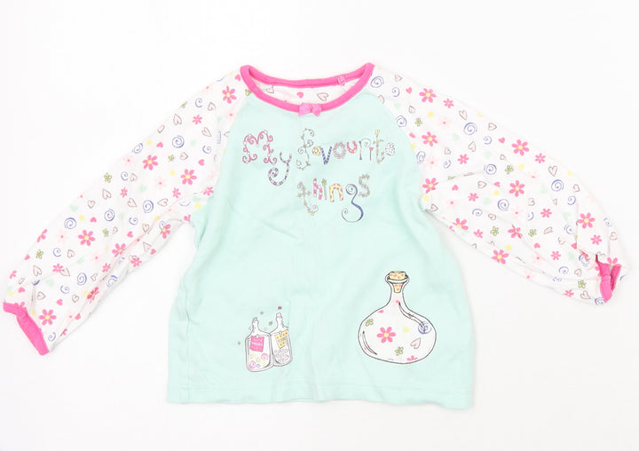 Mothercare Girls White Floral  Basic T-Shirt Size 2 Years