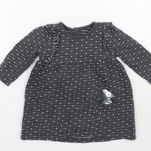 George Girls Grey Polka Dot  Basic T-Shirt Size 6-9 Months