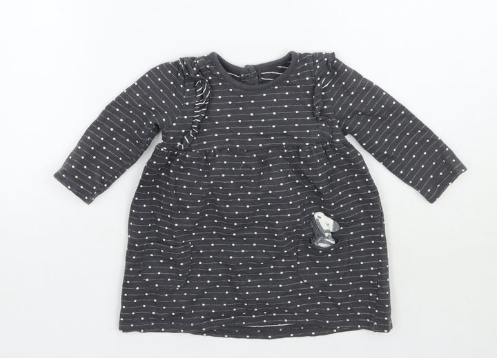 George Girls Grey Polka Dot  Basic T-Shirt Size 6-9 Months