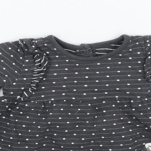 George Girls Grey Polka Dot  Basic T-Shirt Size 6-9 Months