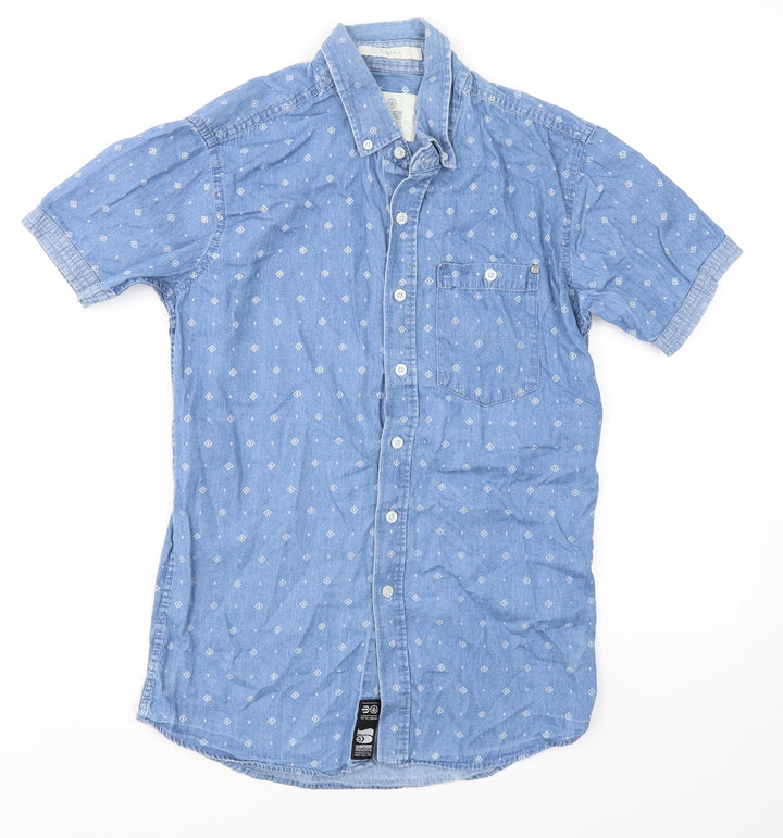 SER55 Mens Blue Button-Up Size XS
