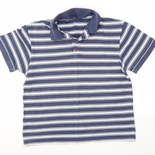 Matalan Mens Blue Striped   Polo Size L