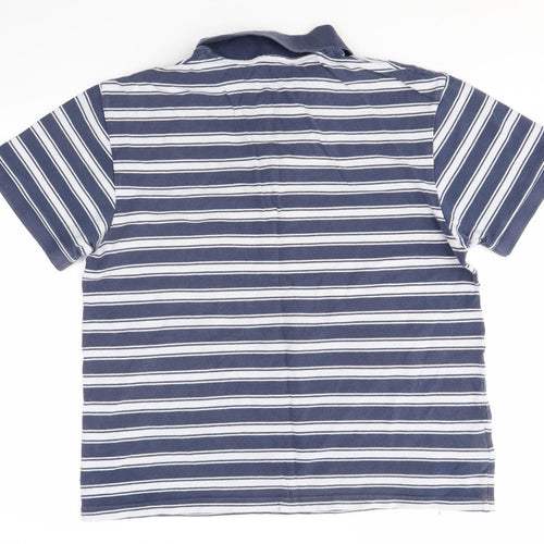 Matalan Mens Blue Striped   Polo Size L
