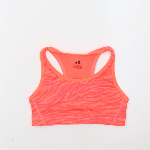 H&M Girls Orange Animal Print  Cropped T-Shirt Size 10-11 Years