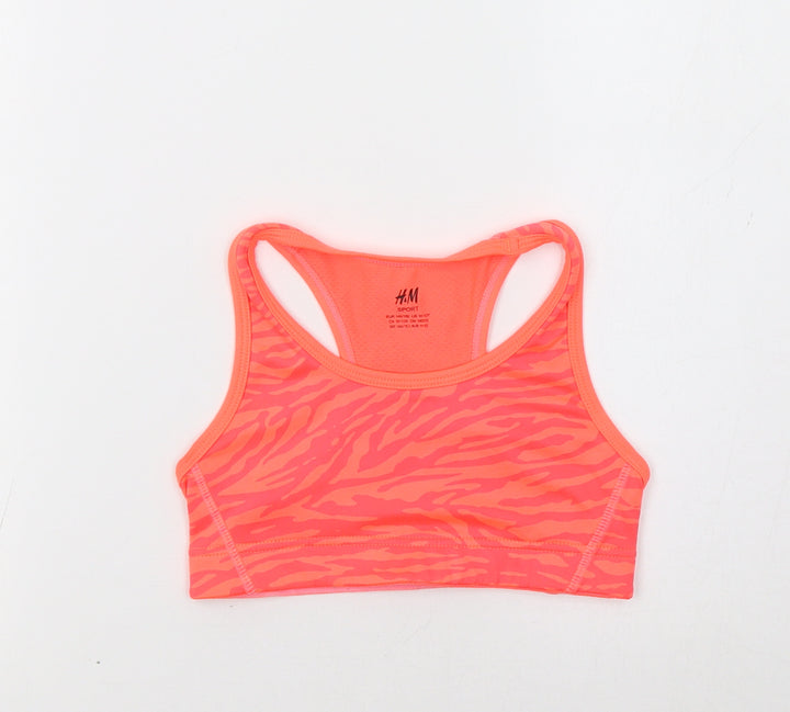 H&M Girls Orange Animal Print  Cropped T-Shirt Size 10-11 Years