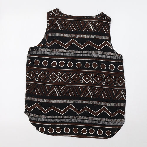 Get It On Womens Black Geometric  Basic Tank Size M