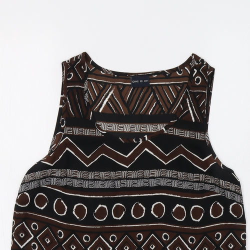 Get It On Womens Black Geometric  Basic Tank Size M