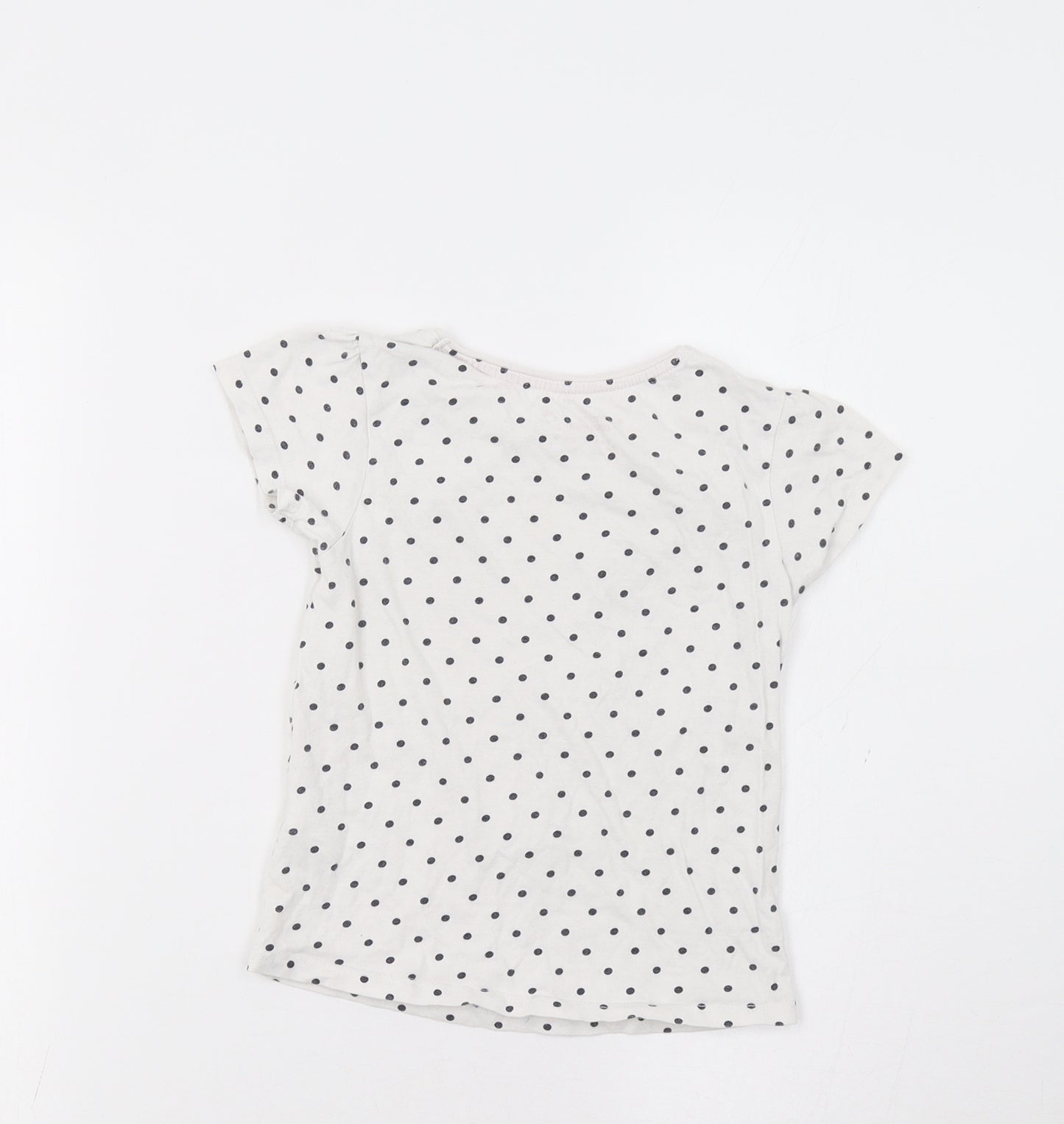 Primark Girls White Polka Dot  Basic T-Shirt Size 4-5 Years  - J'adore