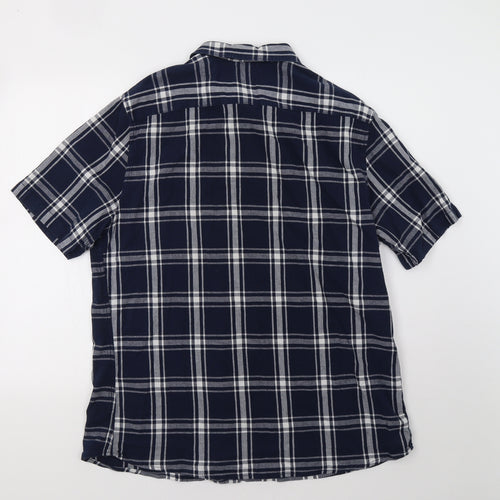 George Mens Blue Check   Button-Up Size XL