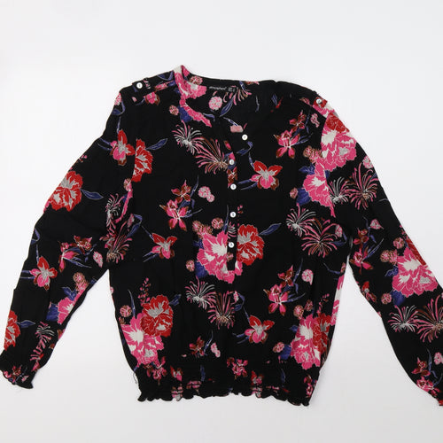Primark Womens Black Floral  Basic Blouse Size 14