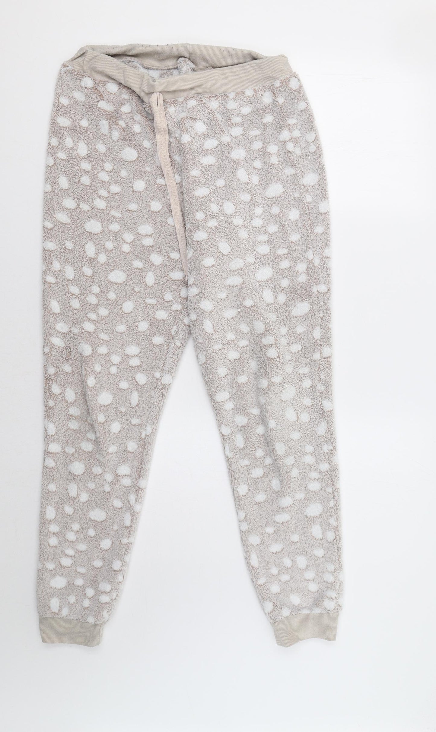 TU Womens Beige Polka Dot Fleece  Pyjama Pants Size 12