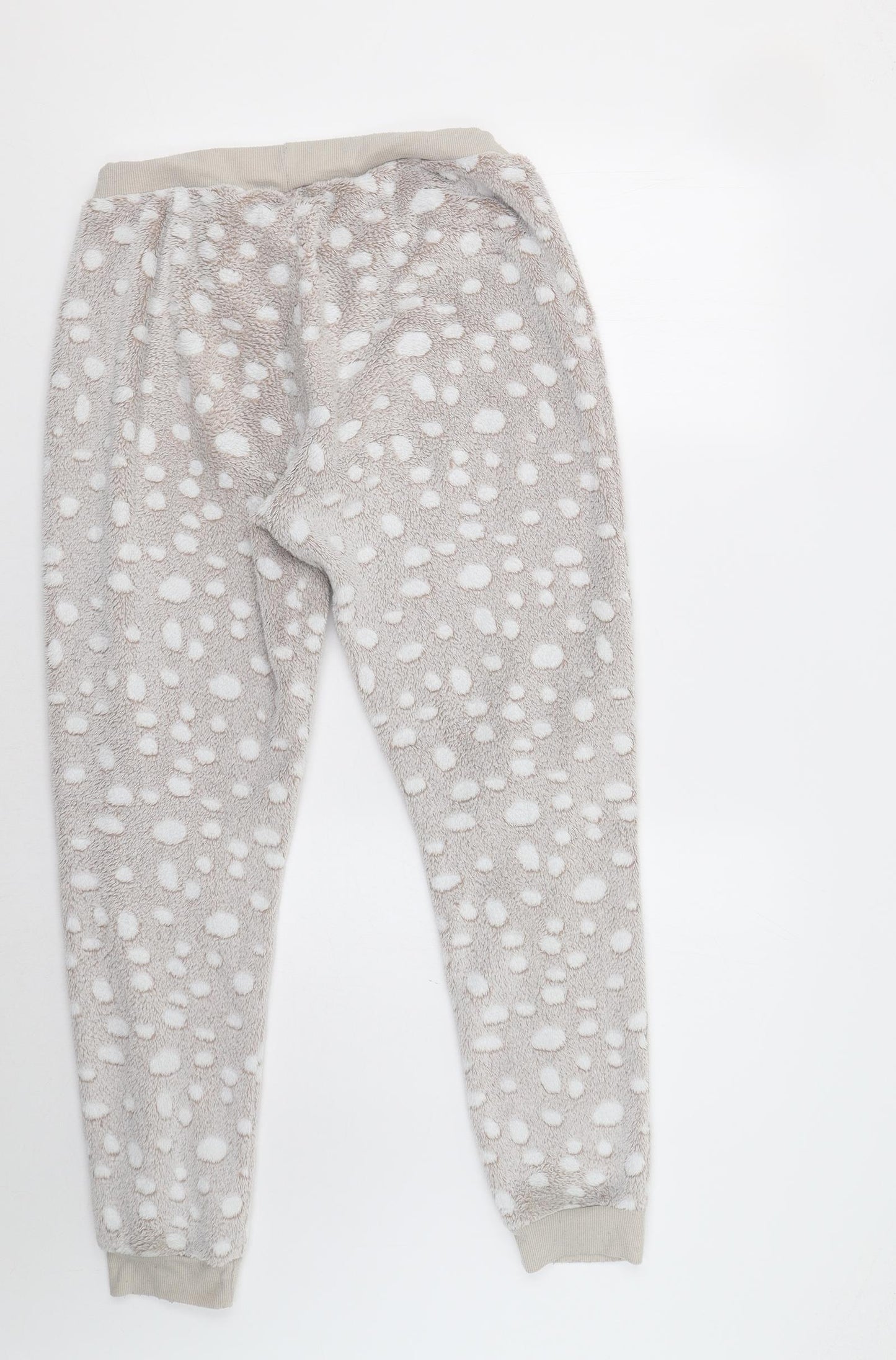TU Womens Beige Polka Dot Fleece  Pyjama Pants Size 12