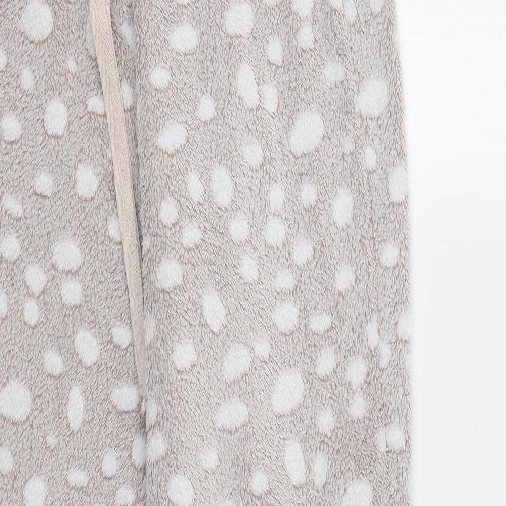 TU Womens Beige Polka Dot Fleece  Pyjama Pants Size 12
