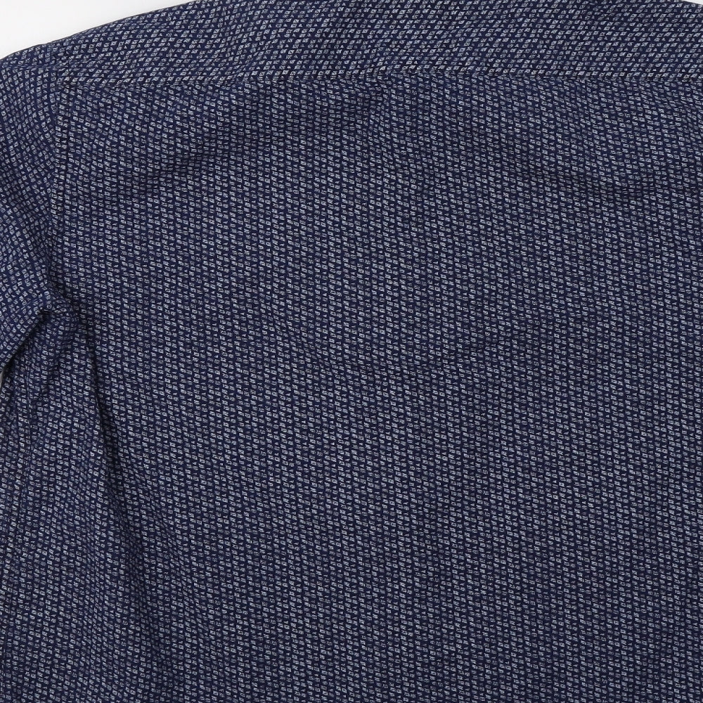 George Mens Blue Geometric   Button-Up Size L