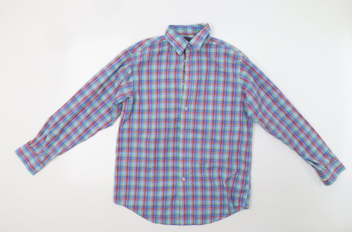 Roundtree & Yorke Mens Multicoloured Check Button-Up Size M
