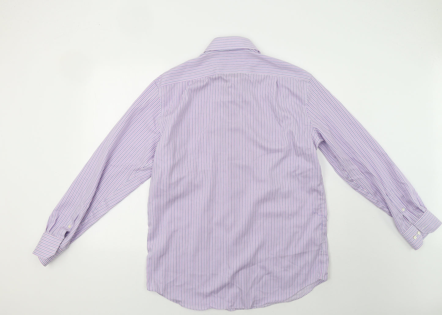 M&S Mens Purple Striped   Dress Shirt Size 16