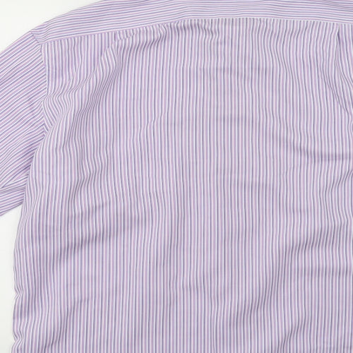 M&S Mens Purple Striped   Dress Shirt Size 16