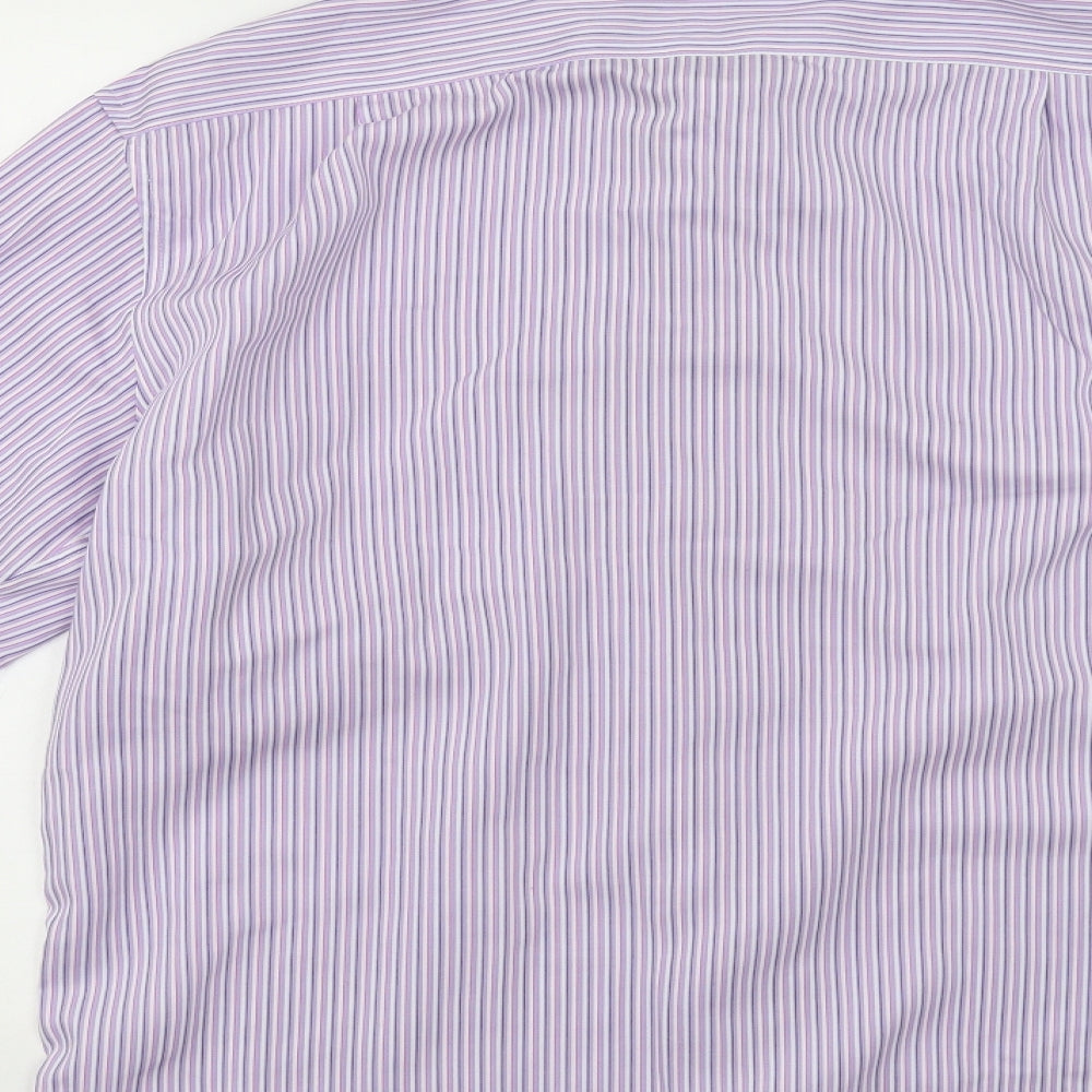 M&S Mens Purple Striped   Dress Shirt Size 16