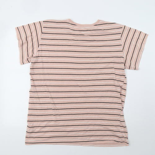 Primark Womens Pink Striped  Basic T-Shirt Size XL