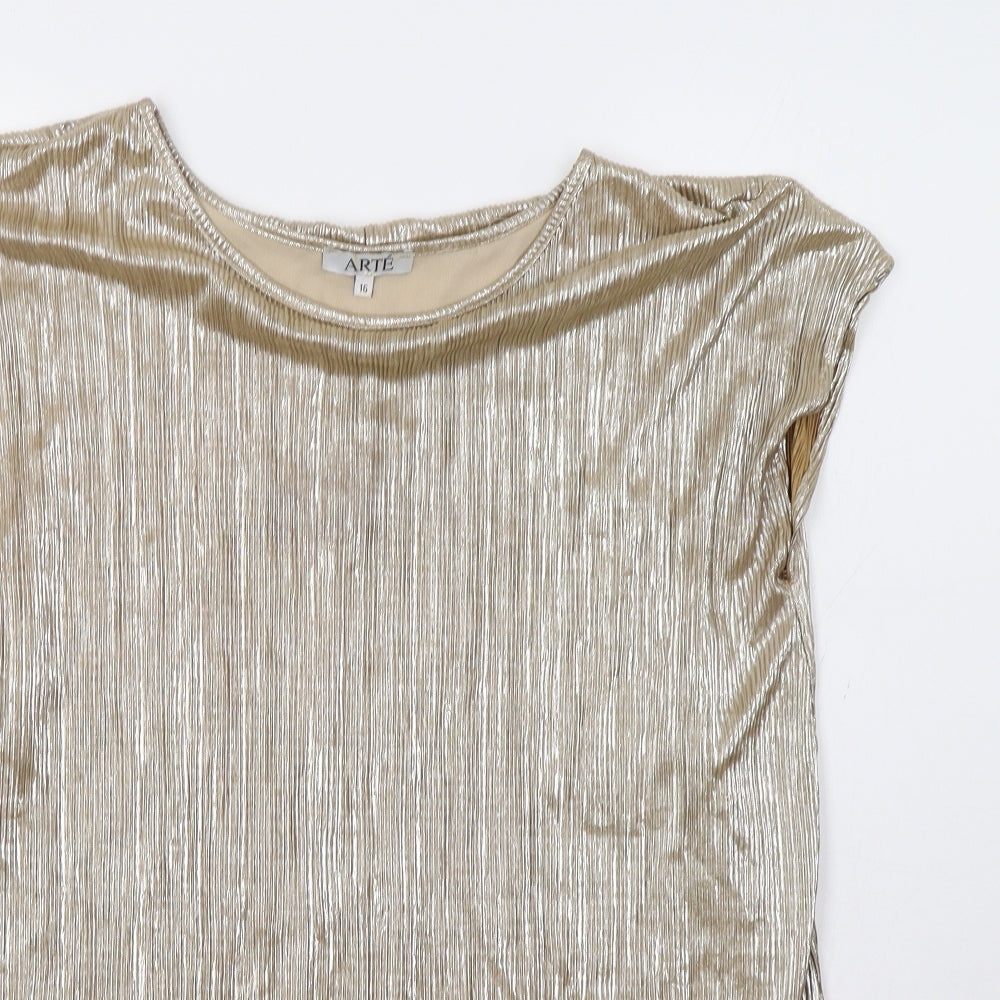 Arte Womens Gold   Basic Blouse Size 16