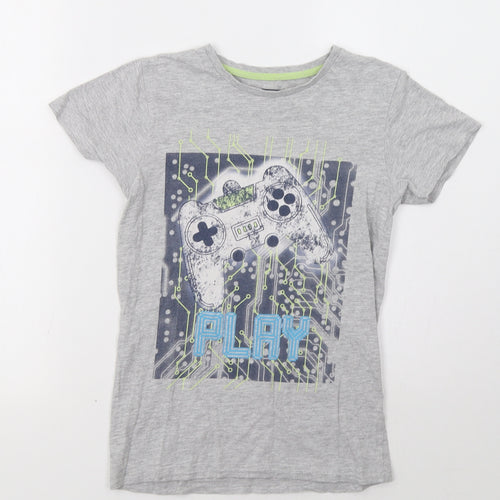 Matalan Girls Grey   Basic T-Shirt Size 10 Years  - Play