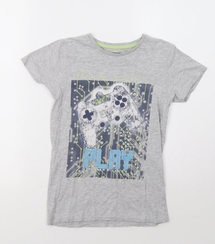 Matalan Girls Grey   Basic T-Shirt Size 10 Years  - Play