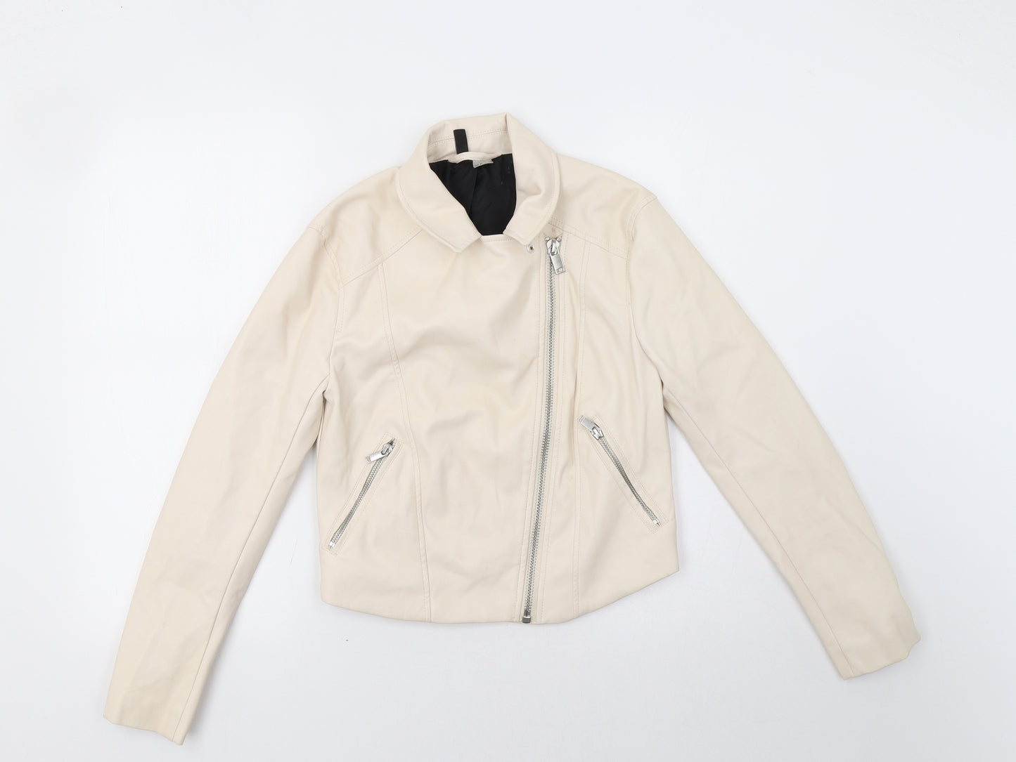 H&M Womens Beige   Biker Jacket Size 8
