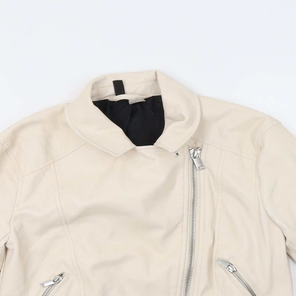 H&M Womens Beige   Biker Jacket Size 8