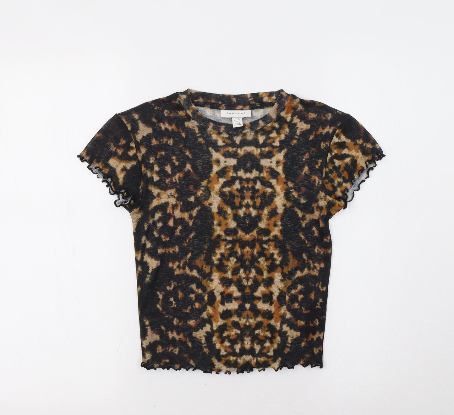 Topshop Womens Brown Animal Print  Basic T-Shirt Size 8