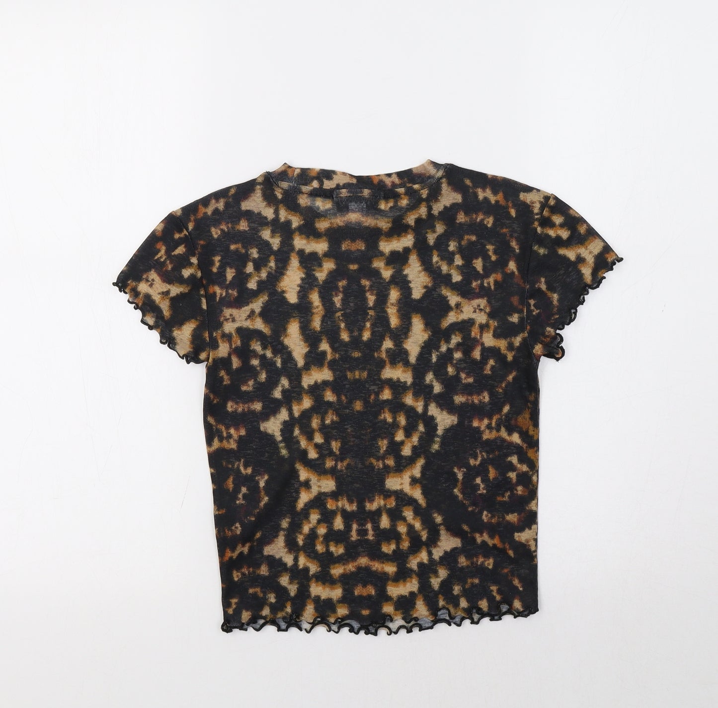 Topshop Womens Brown Animal Print  Basic T-Shirt Size 8