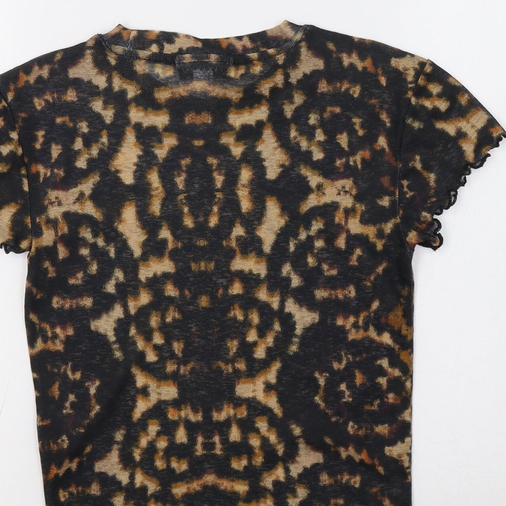 Topshop Womens Brown Animal Print  Basic T-Shirt Size 8