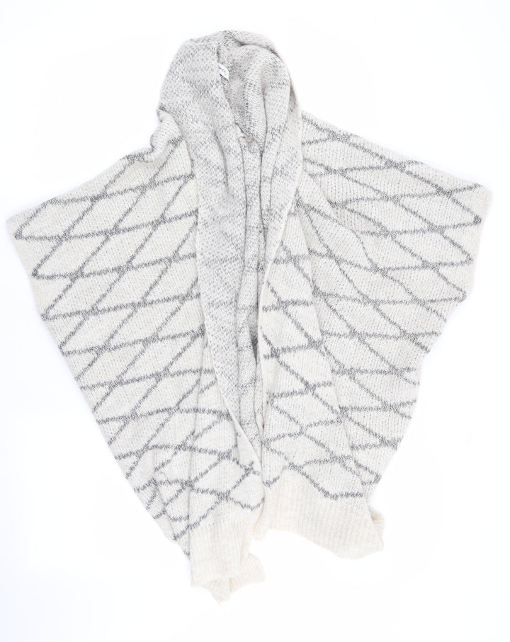 Sandwich Womens Ivory Argyle/Diamond Overcoat Poncho Size S - Grey on ivory
