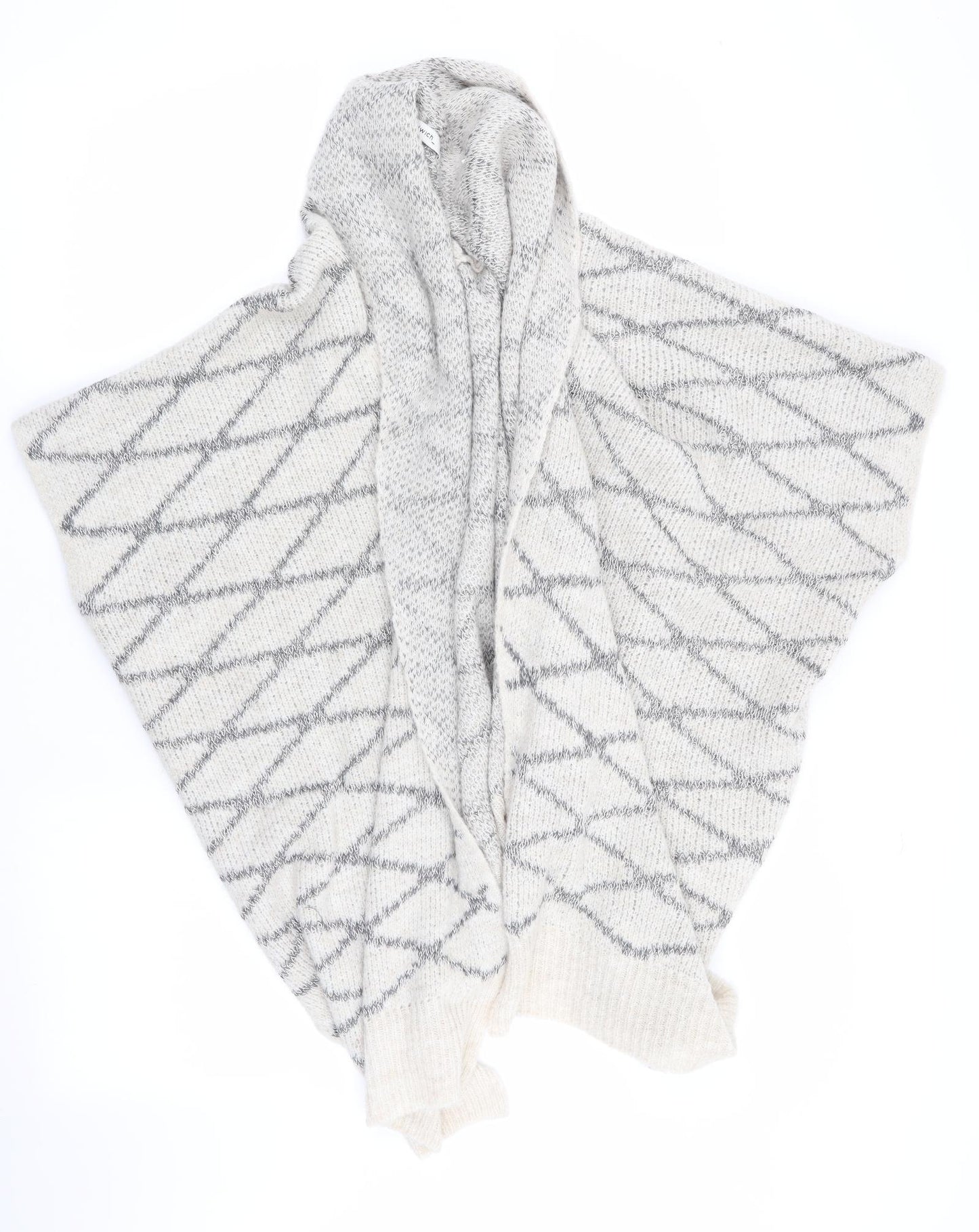 Sandwich Womens Ivory Argyle/Diamond  Overcoat Poncho Size S  - Grey on ivory