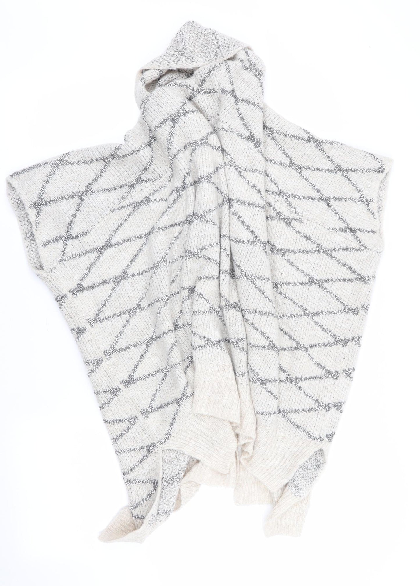 Sandwich Womens Ivory Argyle/Diamond  Overcoat Poncho Size S  - Grey on ivory