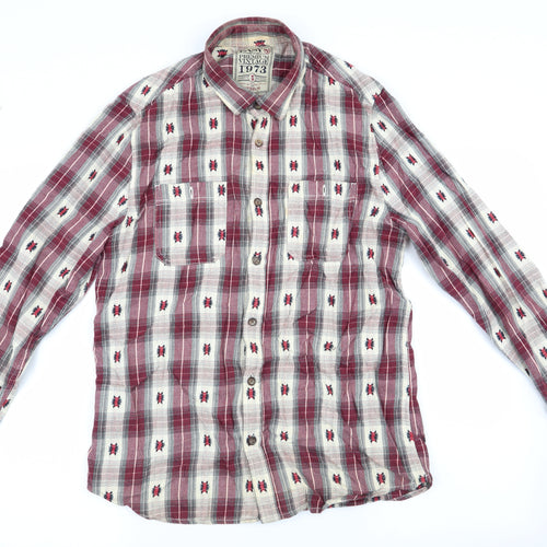 Easy Mens Red Check   Button-Up Size M  - Premium Vintage