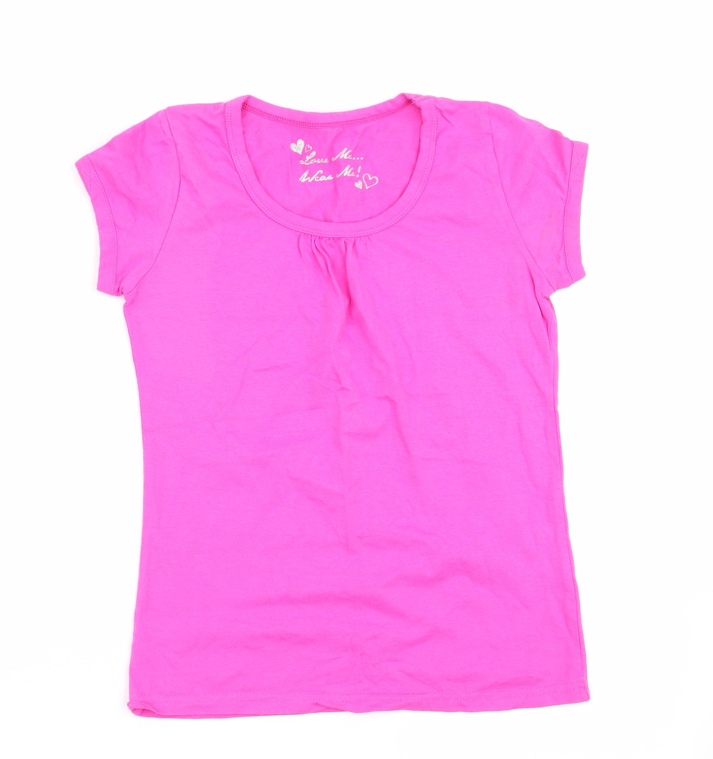 Matalan Girls Pink   Basic T-Shirt Size 10-11 Years  - Love Me - on inside back