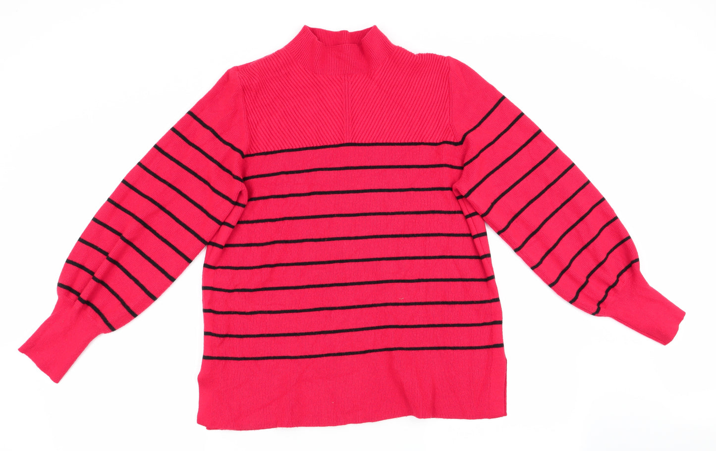 Marks and Spencer Womens Red Striped  Pullover Jumper Size L  - Black Stripe
