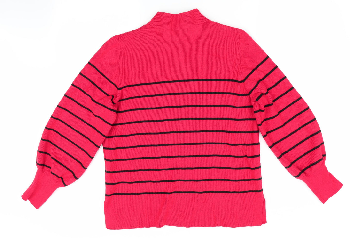 Marks and Spencer Womens Red Striped  Pullover Jumper Size L  - Black Stripe