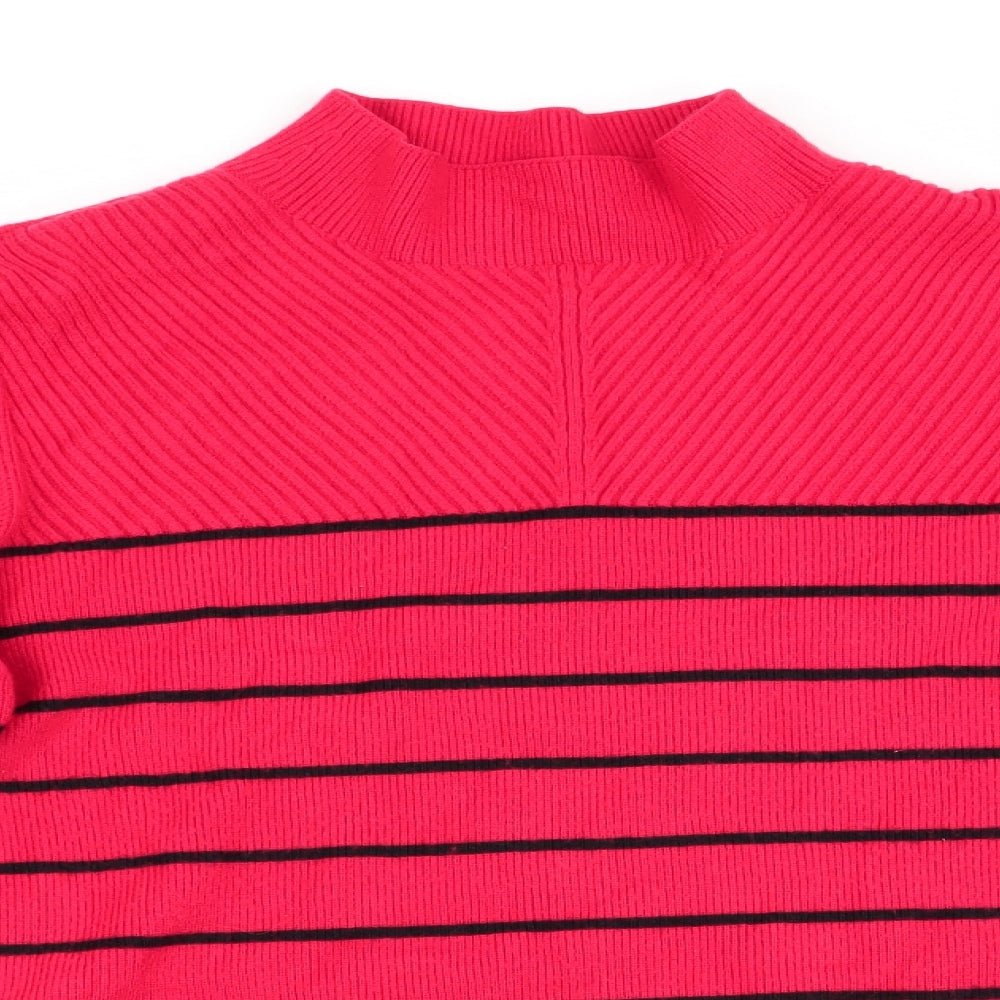 Marks and Spencer Womens Red Striped  Pullover Jumper Size L  - Black Stripe