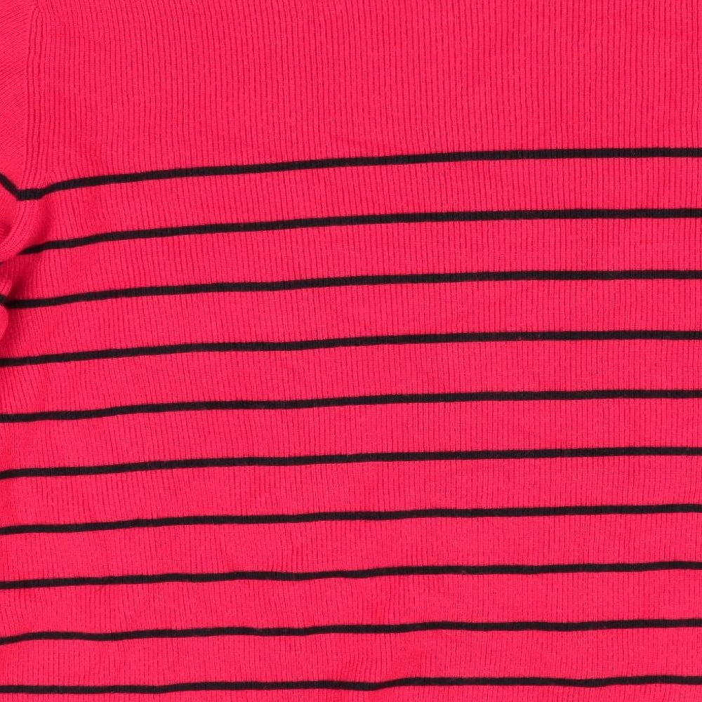 Marks and Spencer Womens Red Striped  Pullover Jumper Size L  - Black Stripe